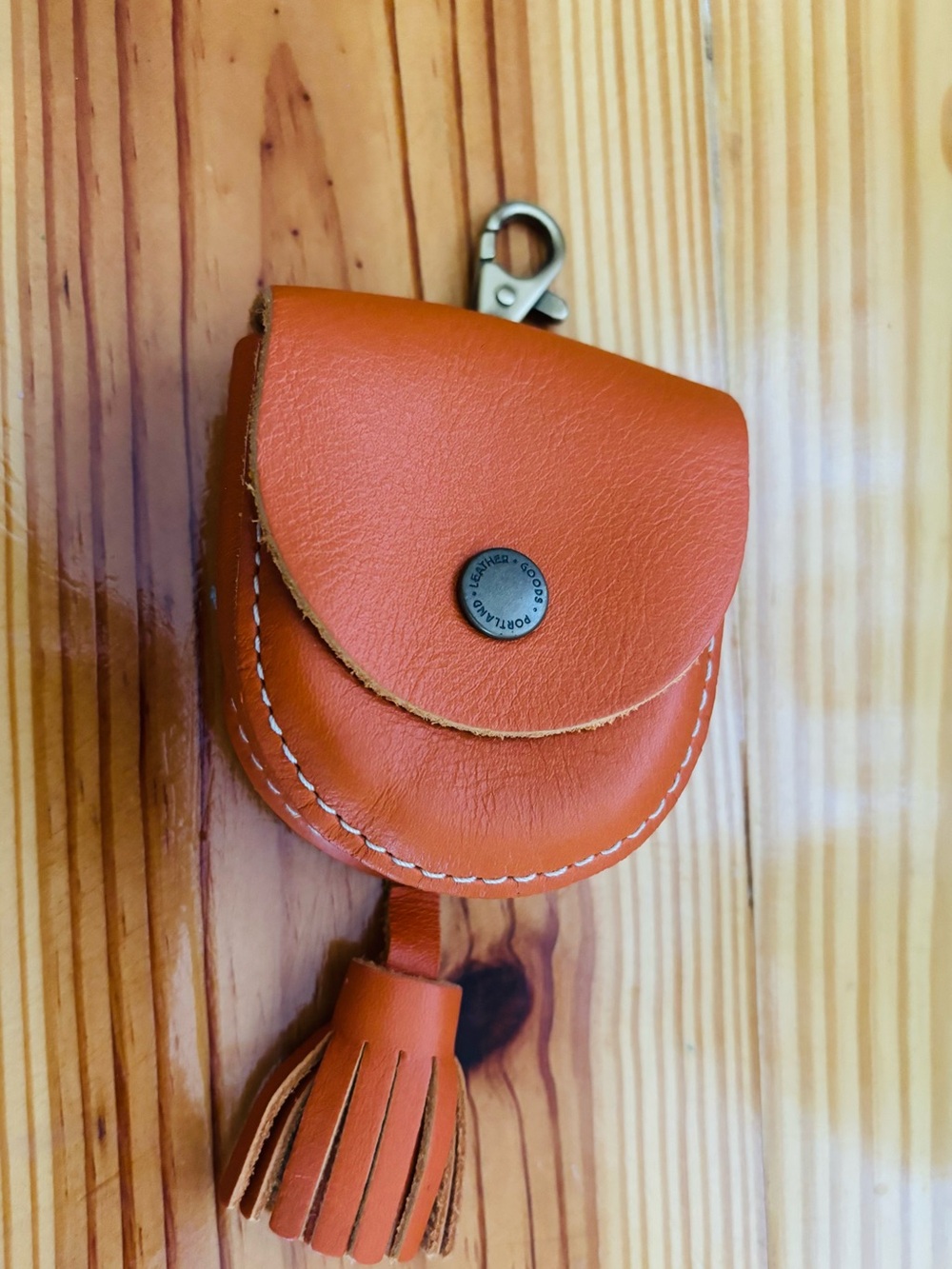 Portland Leather Orange Tassel Key Pouch